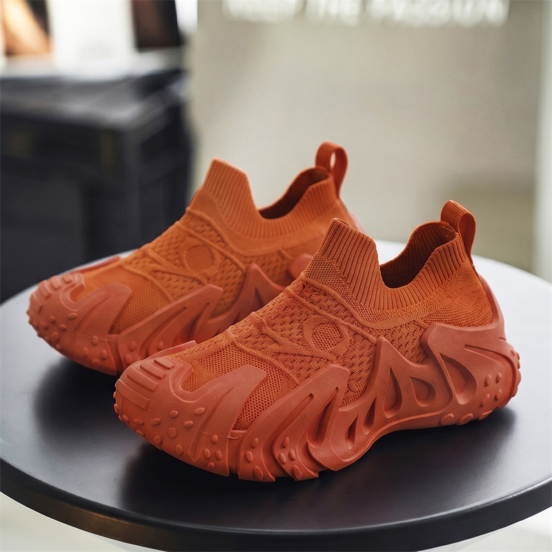 Men Orange Slip on Knit Sock S - Running Gear On review and price